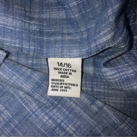 Boys Size 14-16 | pd&c | Blue-Gray Long Sleeves Button-Down Shirt - Picture 7 of 10